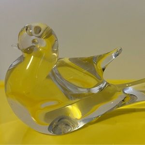 Clear Art glass Bird Paperweight